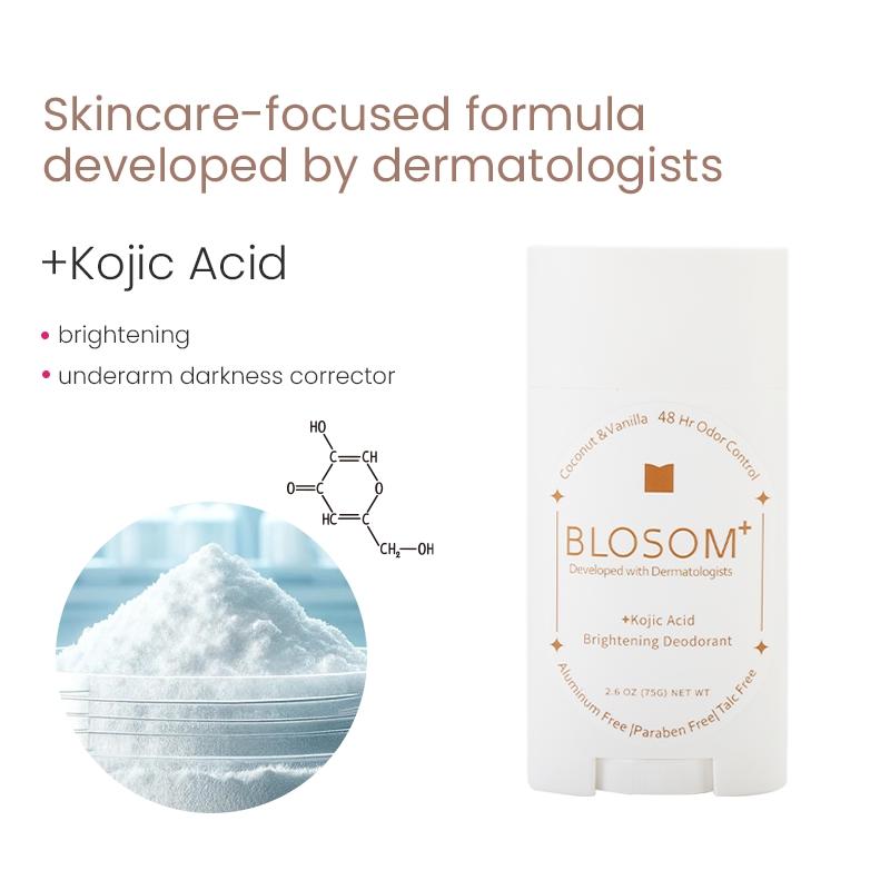 Dermatologist-developed Exfoliating Brightening Deodorant with Glycolic Acid and Kojic Acid for 48-hour Odor Control and Hyperpigmentation, Aluminum Free Paraben Free Talc Free Cosmetic Cleanser Comfort Body Care