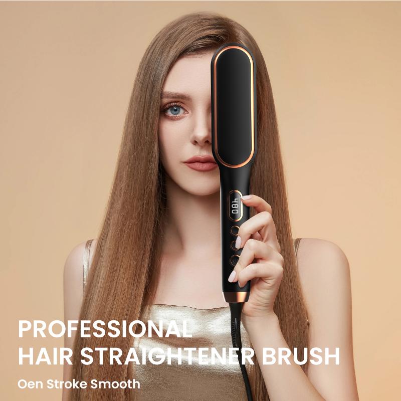 Black Friday Hair Straightener Brush, TYMO Ring Hair Straightener Comb Straightening Brush for Women with 5 Temps 20s Fast Heating & Dual Voltage, Black marcel curling irons Comfort christmashaul 2024 black friday deals