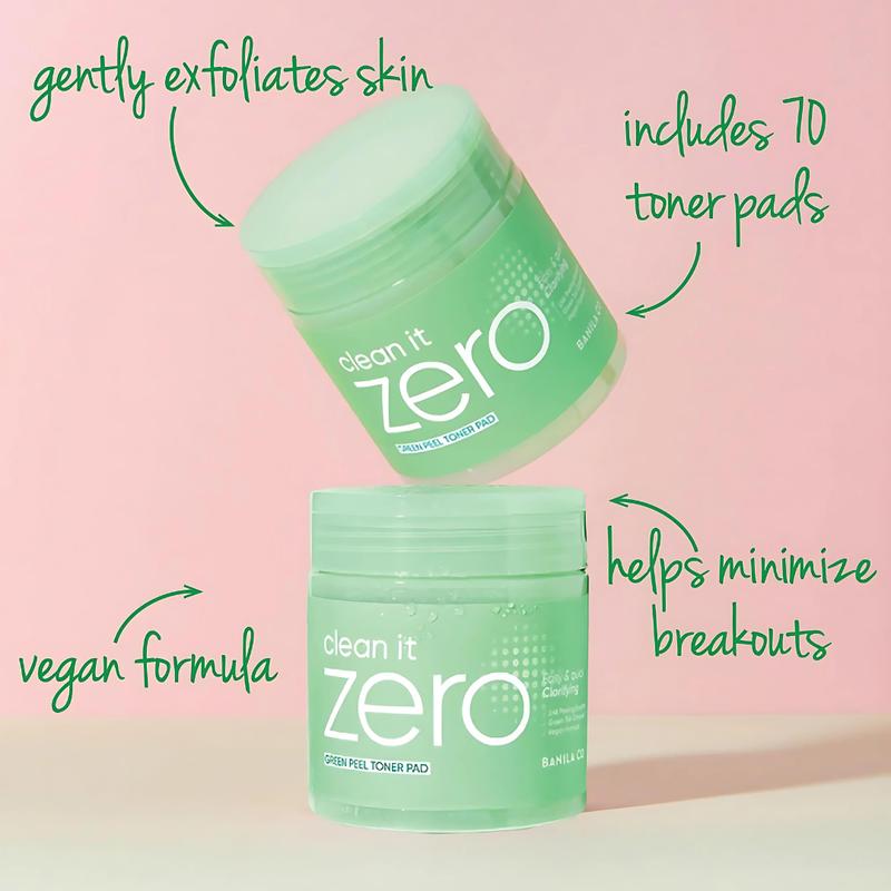 Clean It Zero Green Peel Toner Pad - Vegan Dual Sided Toner Pad for Exfoliating Dead Skin Cells and Unclog Pores Skincare Smooth