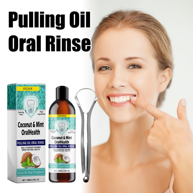 Pulling Oil Oral Rinse, To Tartar Very Well Beautiful Teeth And Fresh Breath Clean Oral Care Gums Coconut Mint