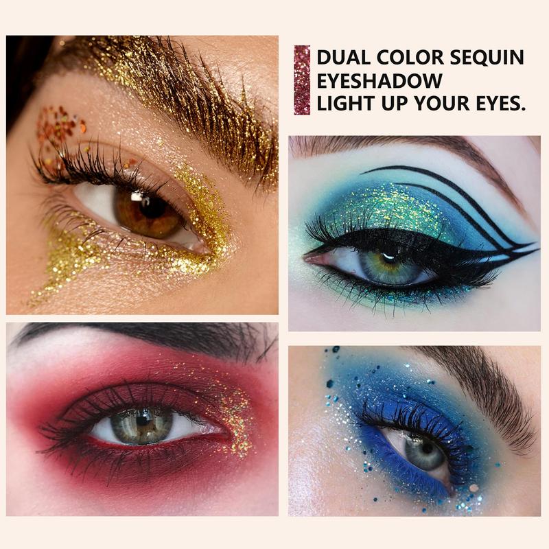 Dual Color Glitter Eyeshadow, Glitter Eye Shadow Makeup Products, High Pigmented Blendable Eyeshadow Powder, Long Lasting Shimmering Eye Shadow Makeup Products for All Styles and Occasions