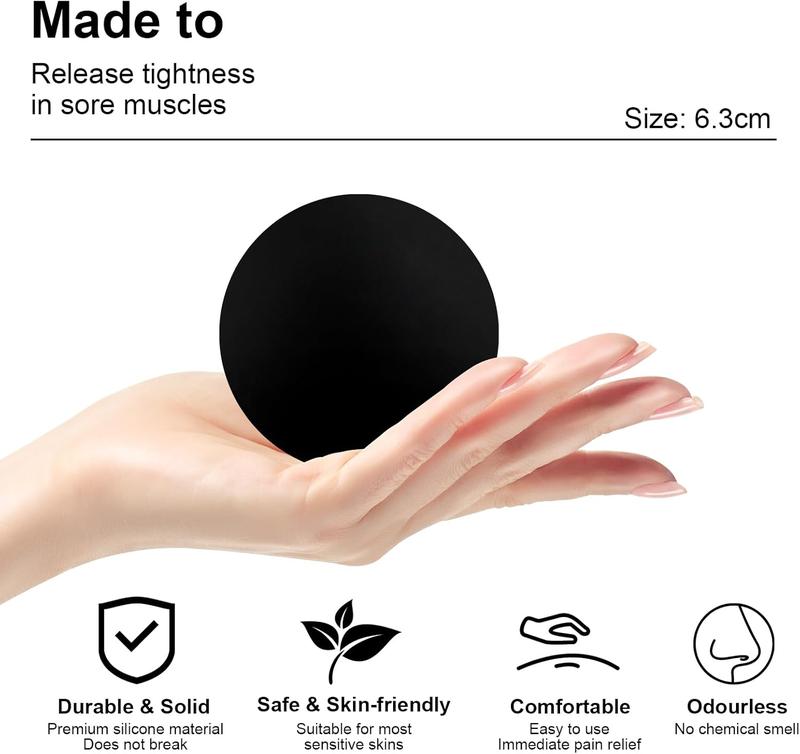 Massage Lacrosse Ball, Spiky Massage Ball, for Deep Tissue, Trigger Point and Myofascial Release,  Knots, and Yoga  (Black-Black)