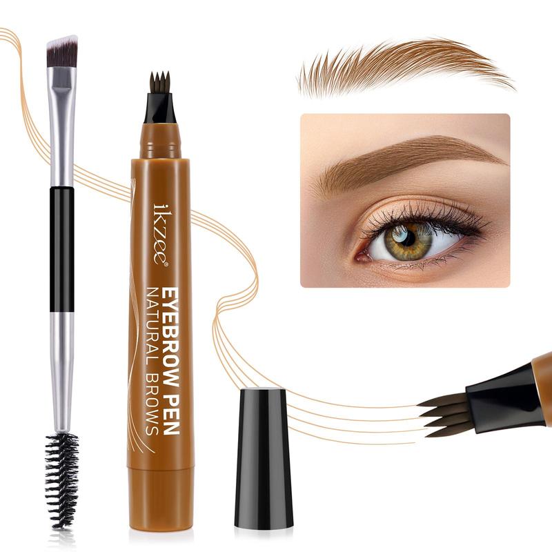 Waterproof Eyebrow Pencil with Brush, 1 2 Boxes Long Lasting Eyebrow Pen with Brush, Brow Styling Brush, Eye Brow Makeup Tool, Makeup Accessories