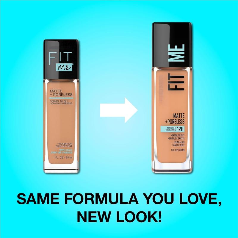 Fit Me Matte + Poreless Liquid Oil-Free Foundation Makeup, Natural Beige, 1 Count (Packaging May Vary)