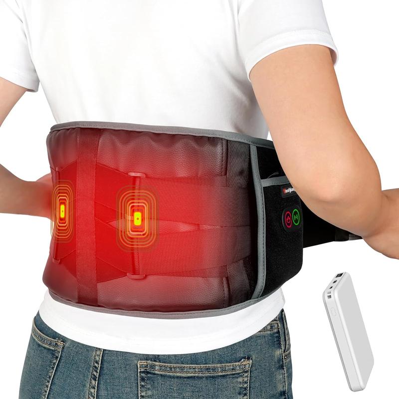 Cordless Heating Pad for Back, up to 58'' Lower Back Massager Heating Pad for Back, 3 Heating Levels 3 Vibration Massage