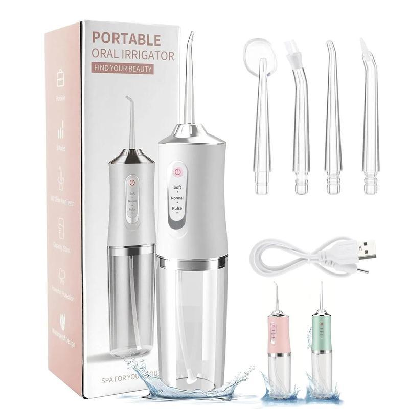 4-in-1 Oral Rinse with 3 Cleaning Modes 4 Jets Cordless Clean Your Tooth Pink Mini Burst Stronger Powerful Water Flosser Cleansing