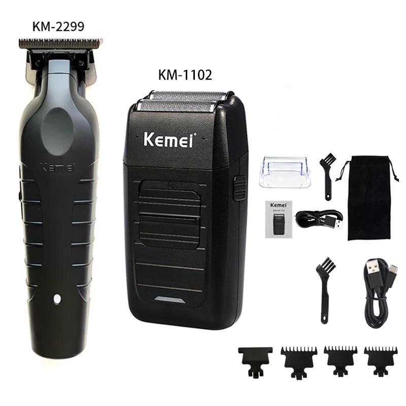 Kemei Professional Hair Clipper, 1 Box Rechargeable Cordless Hair Trimmer & Accessories, Hair Cutting Kit for Men, Barber Tool, Christmas Gift