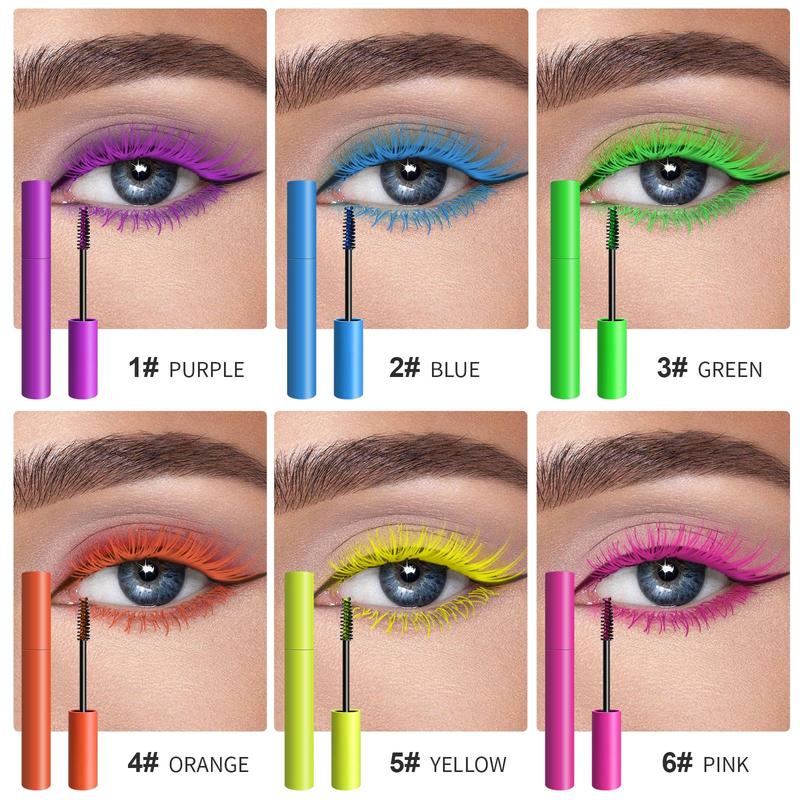 Colorful Waterproof Mascara, 6 Counts set Long Lasting Natural Curl Eyelashes Mascara, Eye Lashes Lengthening Volumizing Mascara Stick