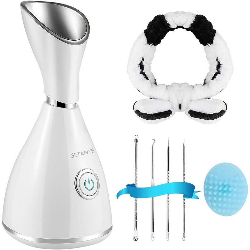 Nano Ion Facial Steamer - 10X Facial Penetration, Unclog Pores, Moisturizing Spa Humidifier, Comes with Blackhead Removal Kit, Hairband, Facial Brush Good Quality