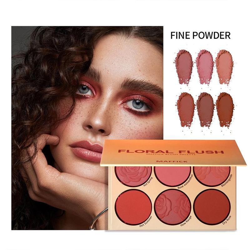 Matte Blush Palette, Long Lasting Blush Powder, Cheeks Contour Blush Pressed Powder, Cosmetics Powder Blush Palette, 6 Blush Shades, Natural Look Blush for Daily Makeup, Christmas Gift