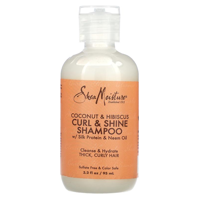 SheaMoisture Curl & Shine Shampoo, Thick, Curly Hair, Coconut & Hibiscus, 3.2 fl oz (95 ml)