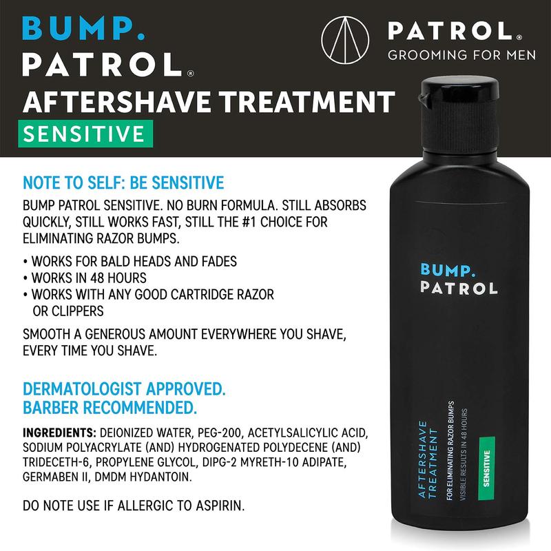 Bump Patrol Sensitive Strength Aftershave Formula - Gentle After Shave Solution Eliminates Razor Bumps and Ingrown Hairs - 2 Ounces Foam Moisturizer