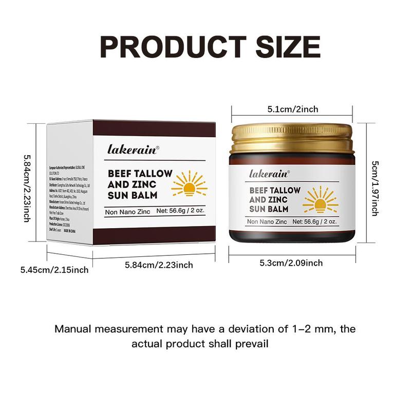 Beef Tallow & Zinc Oxide Sun Balm, 2 Boxes Moisturizing Sun Care Cream, Hydrating Sun Light Protection for Women & Men All Skin Types