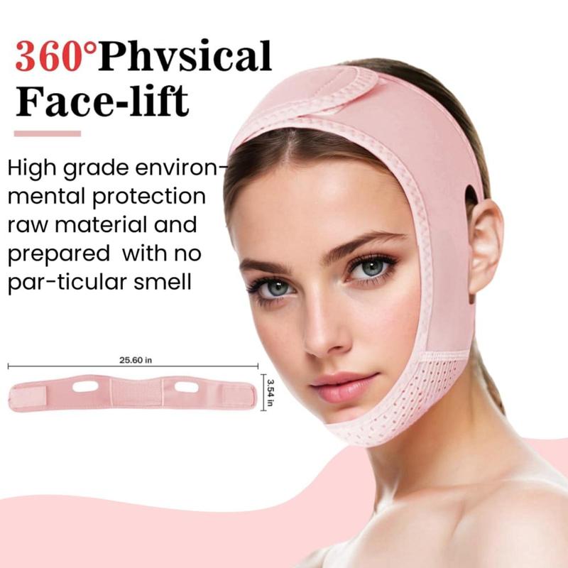 Double Chin Reducer & Eliminator V Line Lifting Mask with Adjustable Chin Strap Targets Double Chin for a Slimmer Jawline Enhances Facial Contours for Women - Pink