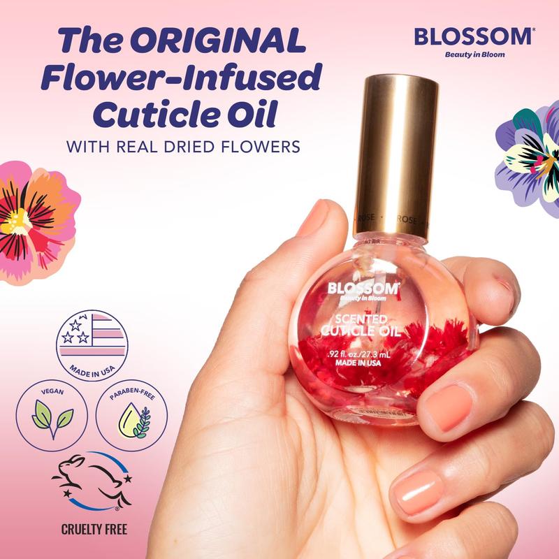 Hydrating, Moisturizing, Strengthening, Scented Cuticle Oil, Infused with Real Flowers, Made in USA, 0.5 fl. oz, Rose Floral Nail Honey Luxury