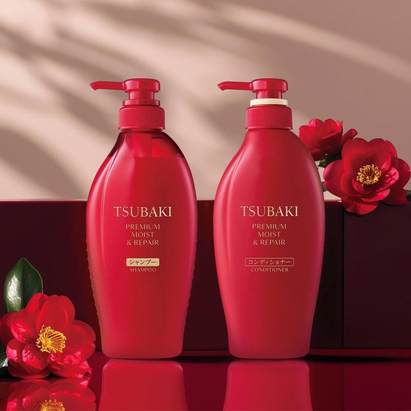 SHISEIDO TSUBAKI Red Camellia 0s Salon-Level Moisturizing, Ultimate Moisturizing Hair Shampoo&Conditioner 15.22 fl oz*2