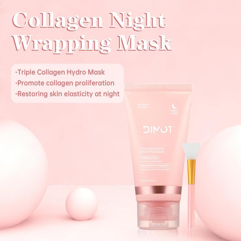 Collagen Overnight Wrapping Peel Off Facial Mask & Collagen Jelly Cream, 2 Counts set Hydrating & Tightening Skin Care Kit, Face Care Kit for Women, Christmas Gift