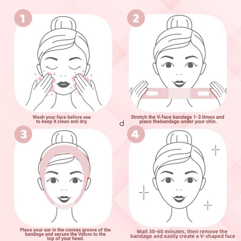 Double Chin Reducer & Eliminator V Line Lifting Mask with Adjustable Chin Strap Targets Double Chin for a Slimmer Jawline Enhances Facial Contours for Women - Pink