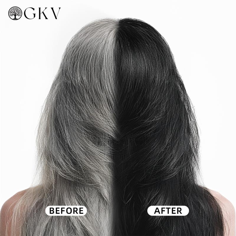 GKV Black Hair Dye Shampoo, Instant 3 in 1 +99.9% Grey Coverage - Plant Herbal Natural Ingredients Hair Dye Shampoo Haircare Color