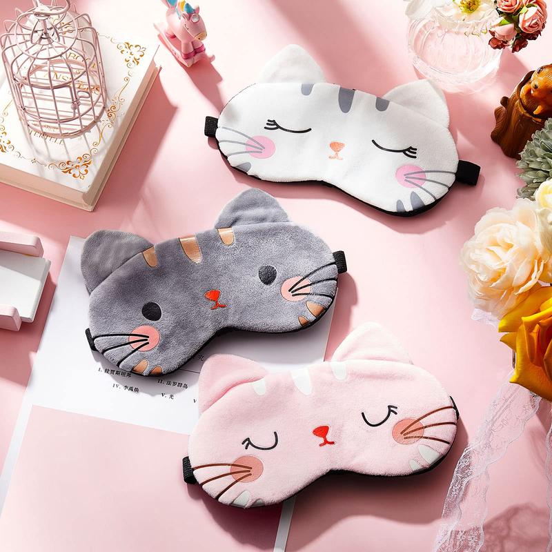 Cute Eye Mask for Sleeping 3 Pieces Cartoon Dog Face Eye Cover Funny Animal Cat Sleeping Mask Soft Lightweight Night Sleep Eye Masks Kitty Eye Mask Blindfolds for Women Men Kids