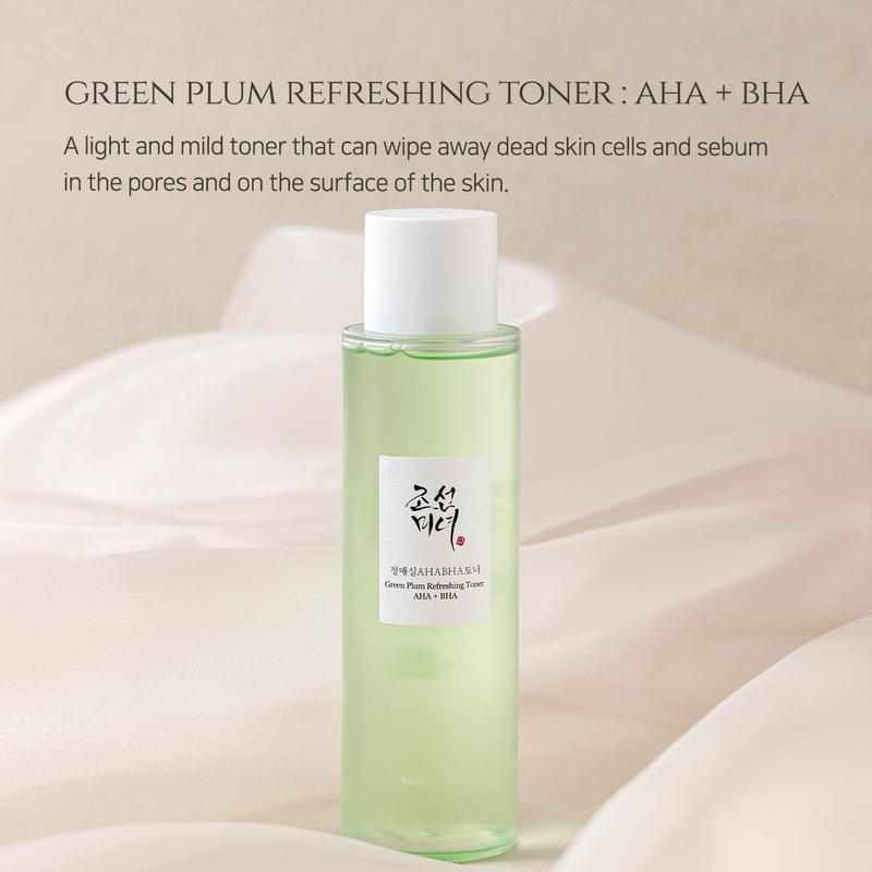 [Beauty of Joseon] Green plum refreshing toner : AHA + BHA 150ml, Refreshing Facial Essence Moisturizer Mild Exfoliating Salicylic Acid for All Skin Types, Daily Exfoliating Toner, Lightweight Watery Texture, Korean Skin Care