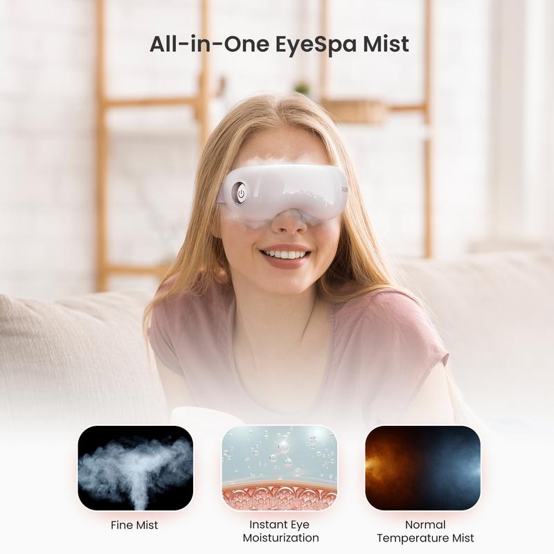 RENPHO Eyespa Mist Mask, Heated Steam Eye Mask for Dry Eyes, Eye Massager with Compress Moist Heat, Eye Care Device and Bluetooth Music, Relief Tired Eyes Gift for Teens Women Men