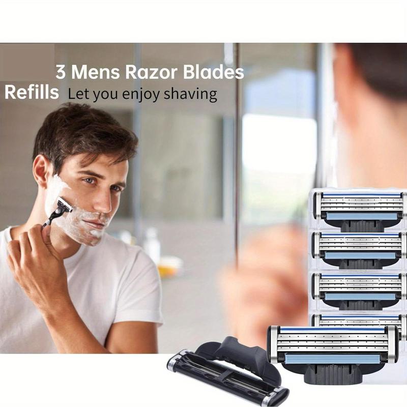 3 Layer Manual Razor Blade (12pcs), Refills Hair Removal Device Blades for Men, Shaving Tool for Daily Use