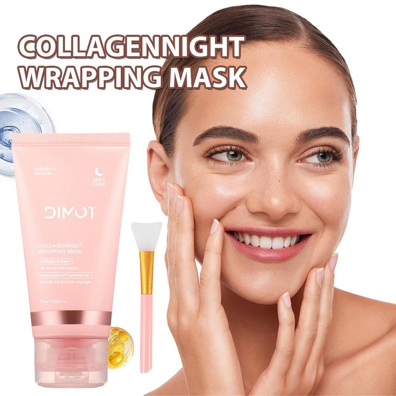 Collagen Overnight Wrapping Peel Off Facial Mask & Collagen Jelly Cream, 2 Counts set Hydrating & Tightening Skin Care Kit, Face Care Kit for Women, Christmas Gift