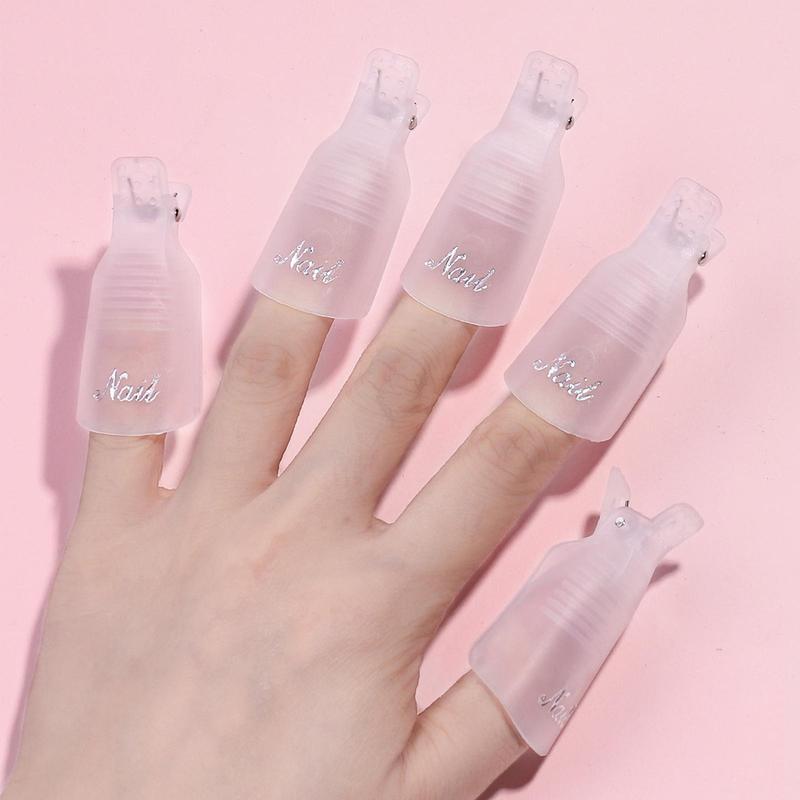 10pcs set Nail Polish Remover Clip, Nail Art Remover Cover, Nail Polish Remover Finger Cover, Nail Art Remover Manicure Tool for Home and Salon, Christmas Gift