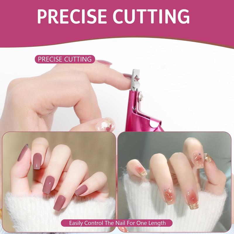 Acrylic Nail Clipper with Magnets Nail Tip Cutters with Length Measurement Manicure Nail Art Tool Stainless Steel Nail Clipper with 10Pcs Magnets (Rose) , Nail clippers , Nail point