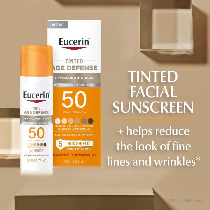 SPF 50 Face Sunscreen Lotion, Hypoallergenic, Fragrance Free Tinted Sunscreen SPF 50 with Hyaluronic Acid, 2.5 Fl Oz Bottle