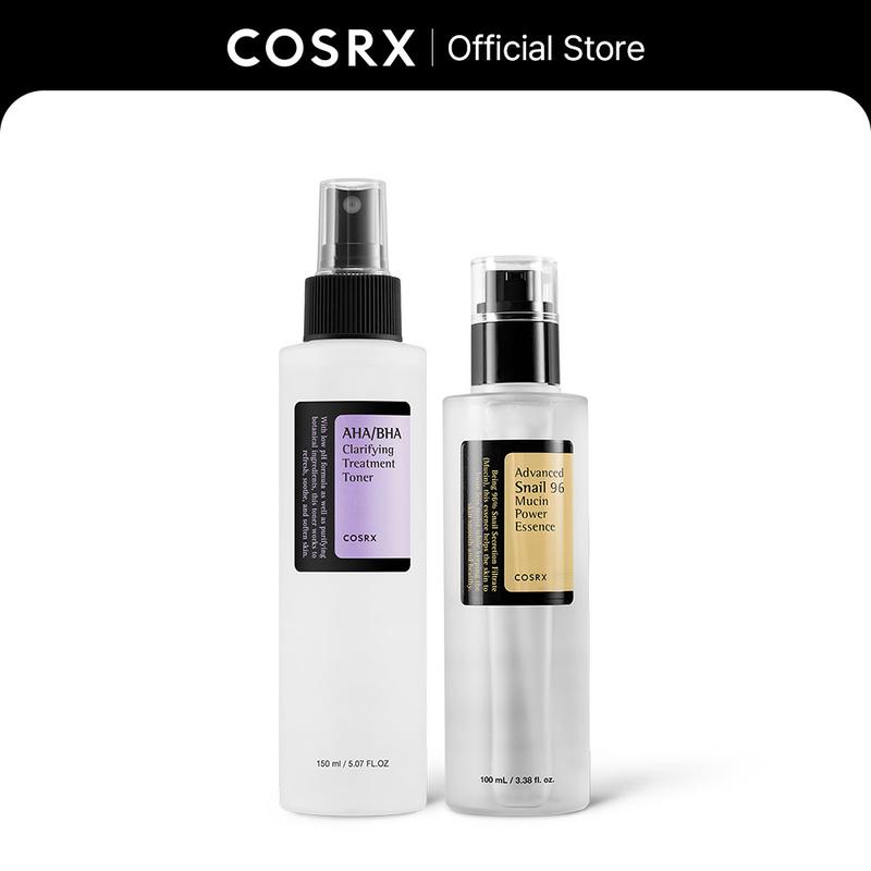 [COSRX OFFICIAL] AHA BHA Toner + Snail Mucin Essence | BOOSTER SET FOR CLEARER, FORTIFIED SKIN