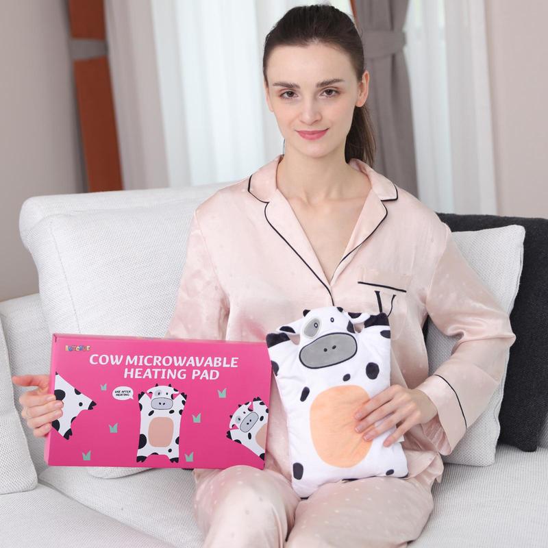 Microwave Heating Pad, Cute Cow Design Heating Pad, Removable Lavender Scented Plush, Manual Massage Tool for Menstruation Period