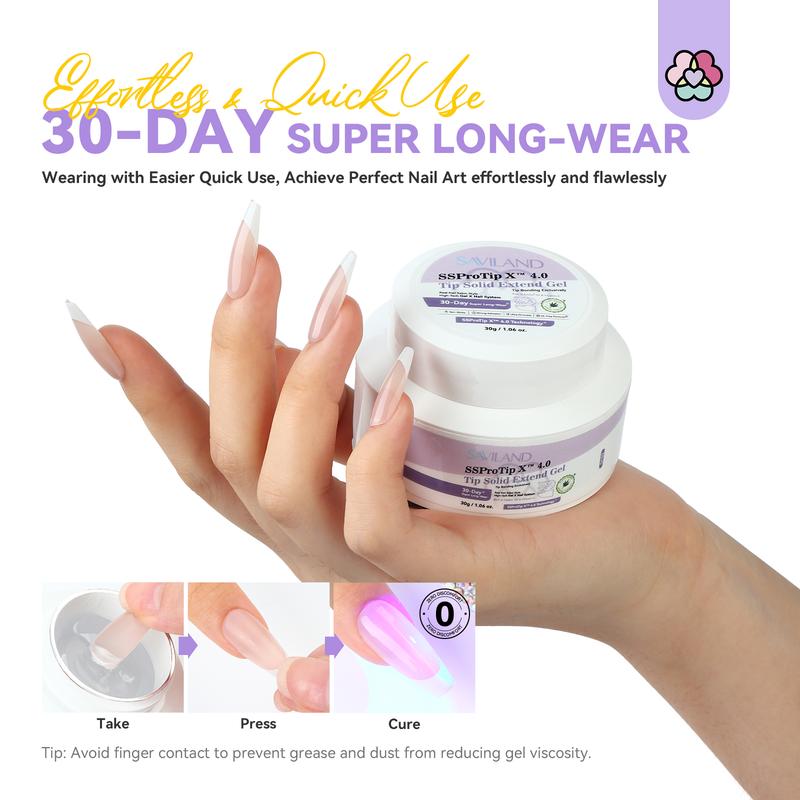 Saviland 30G SSProTip X Solid Nail Glue Gel for 3D Sculpture - 2024 Resin Bond Solid Gel for False Tips - Nail Art Nail Care