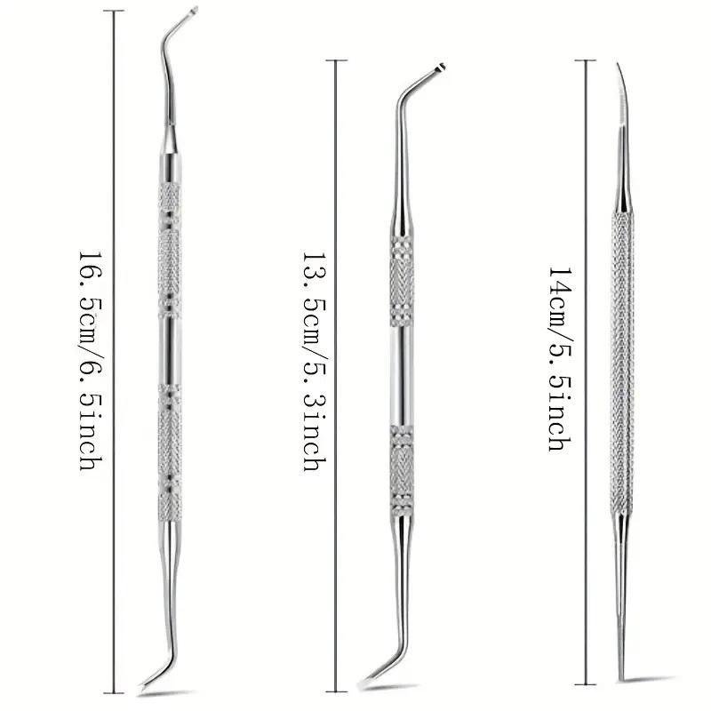 Stainless Steel Ingrown Toenail Tool, 3 Counts Toenail File Pusher Tool, Ingrown Toenail File & Lifter, Nail Pusher, Double Sided Nail Art & Nail Care Tools, Christmas, Christmas Gift