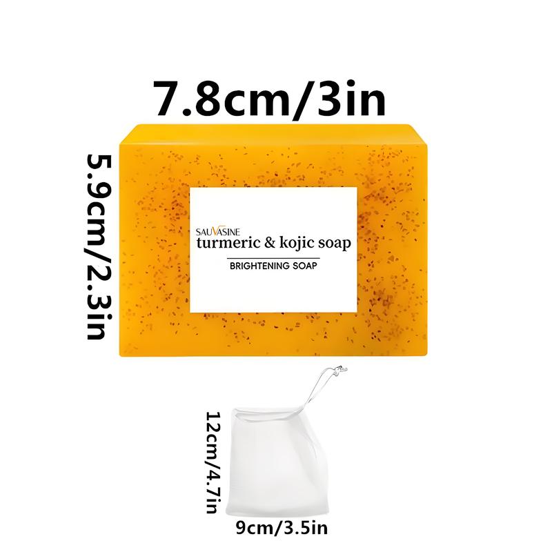 Lemon Turmeric & Kojic Acid Soap Bar, Facial and Body Cleansing, Daily Skin Cleansing Soap Bar, Suitable for Both Men and Women, Moisturizing and Mild Kojic Acid Soap Bar, Comes with Soap Bag