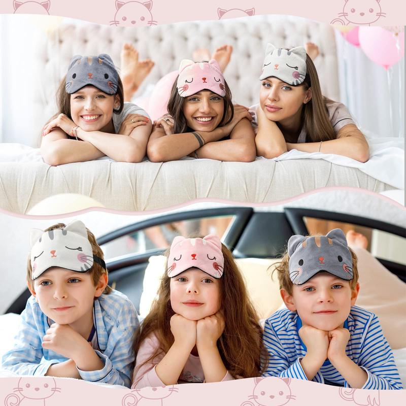 Cute Eye Mask for Sleeping 3 Pieces Cartoon Dog Face Eye Cover Funny Animal Cat Sleeping Mask Soft Lightweight Night Sleep Eye Masks Kitty Eye Mask Blindfolds for Women Men Kids