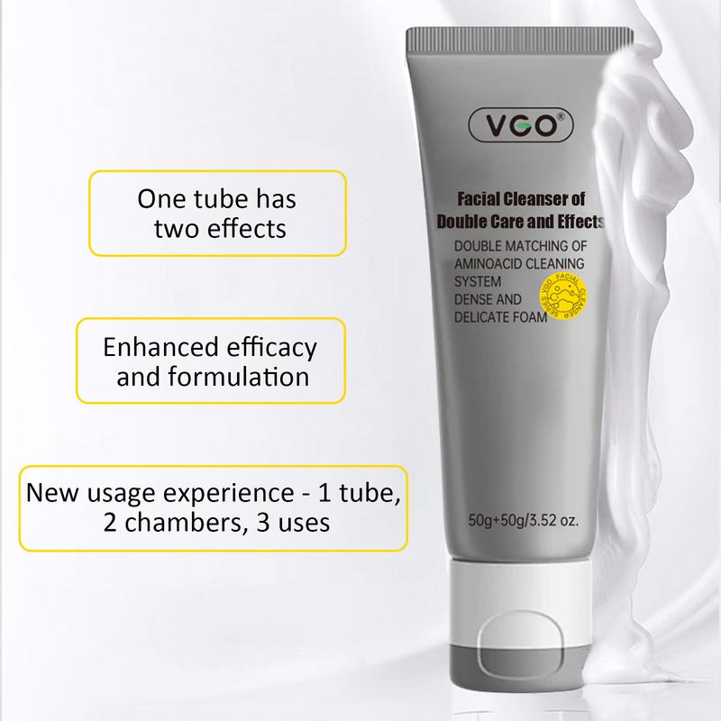 VGO Double Care Facial Cleanser - 50g, Suitable for All Skin Types,  and Moisturizes for Optimal Gentle Cleansing Sensitive Foam