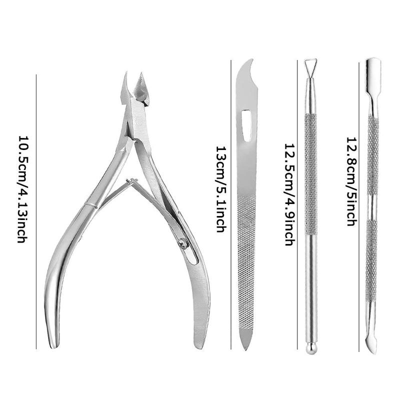 Cuticle Trimmer Kit, 4 Counts set Cuticle Remover Kit, Nail Nipper Nail Pusher Cuticle Peeler Scraper Tool Kit, Durable Foot Dead Skin Clipper Manicure Pedicure Tools, Professional Nail Care Tool